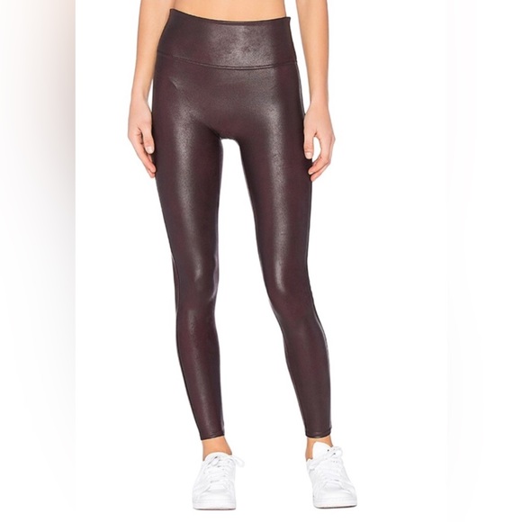 Spanx Faux Leather Legging in Burgundy - Picture 2 of 15